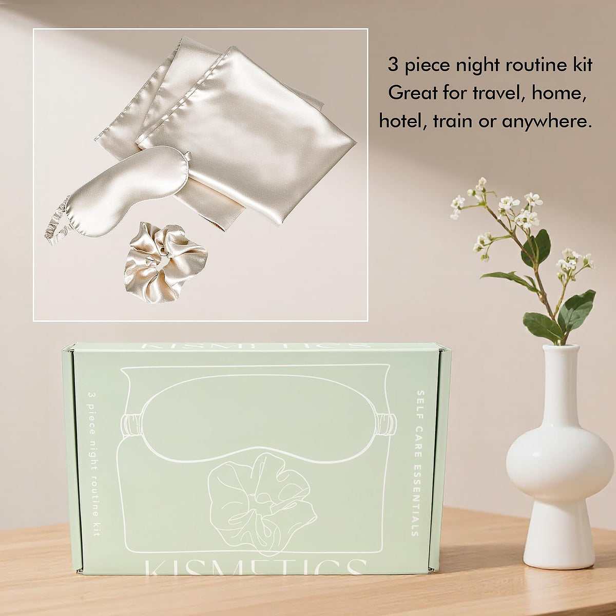KISMETICS clear-window packaging displaying kit for gifting and easy storage
