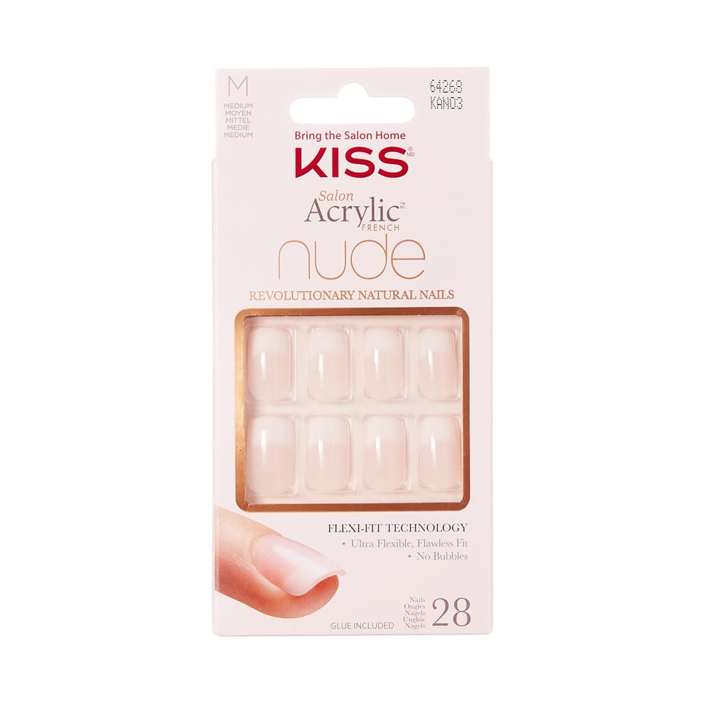 KISS front packaging showing 28-count medium nude French set and benefits