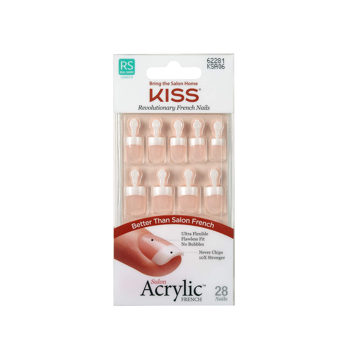 KISS close-up of French tip detail highlighting crisp white edge and natural sheen