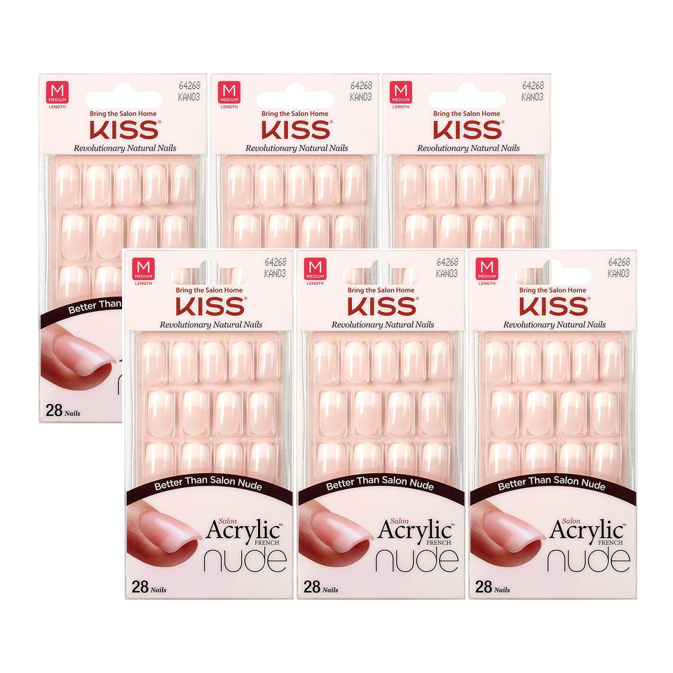 KISS front packaging showing 28-count medium nude French pack and contents