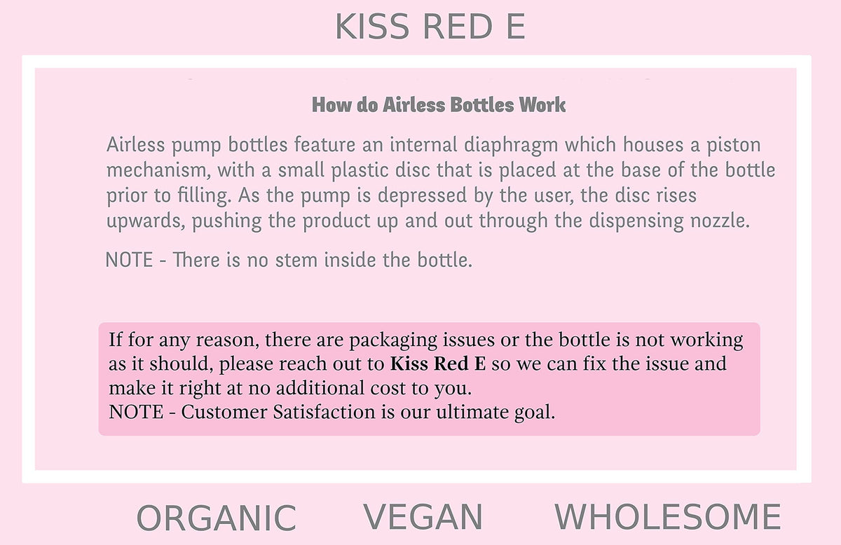 KissRedE silver airless bottle highlighting hygienic, travel-ready design