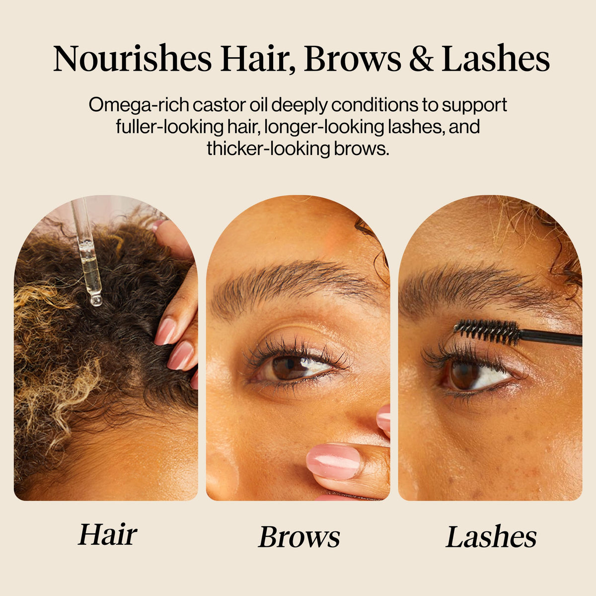 Kitsch application with spoolie on brows demonstrating precise conditioning benefit
