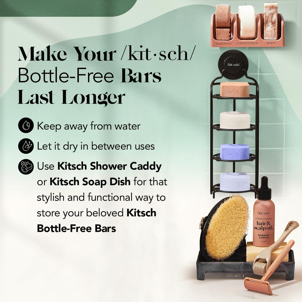 Kitsch solid bars stored in a travel tin demonstrating TSA-friendly convenience