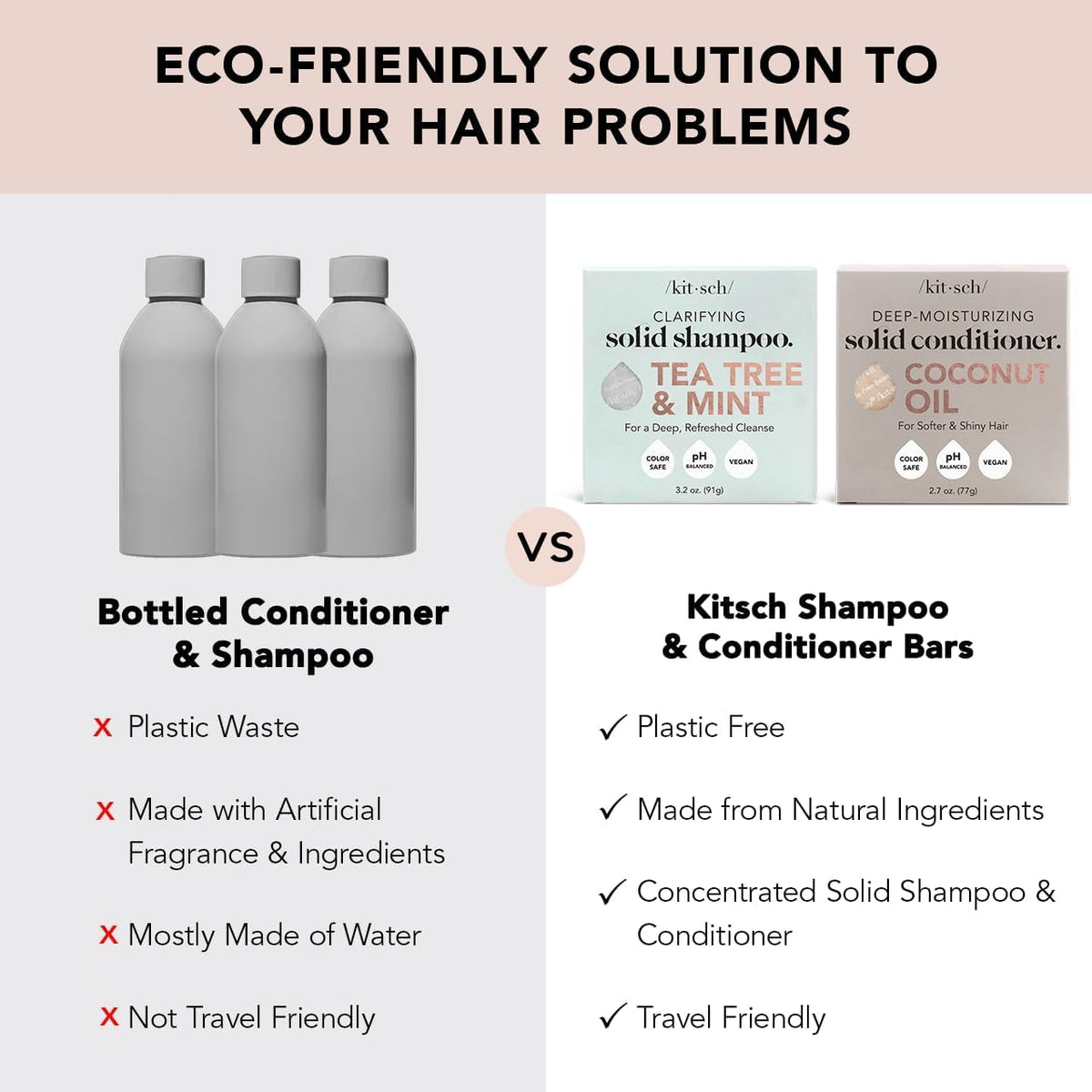 Kitsch shampoo and conditioner bars in travel tin proving TSA-friendly convenience