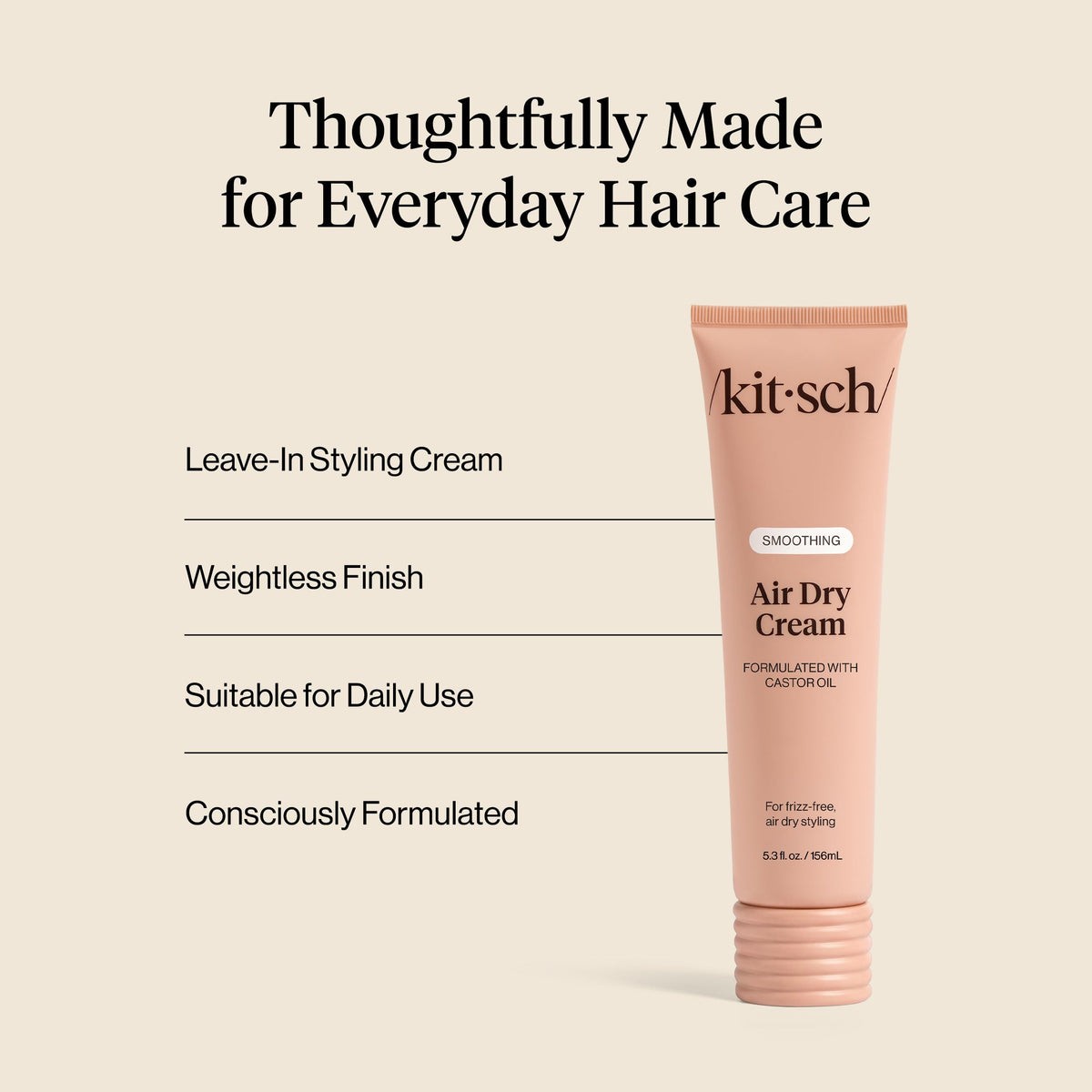 Kitsch before and after image showing reduced frizz and more defined texture