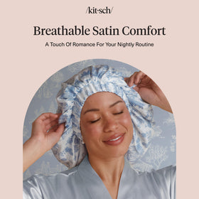 Kitsch lifestyle shot on vanity conveying luxe self-care routine and effortless bedtime style