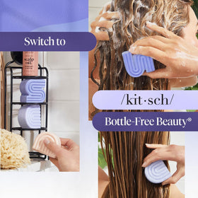 Kitsch conditioner bar being applied to damp ends for detangling and added shine