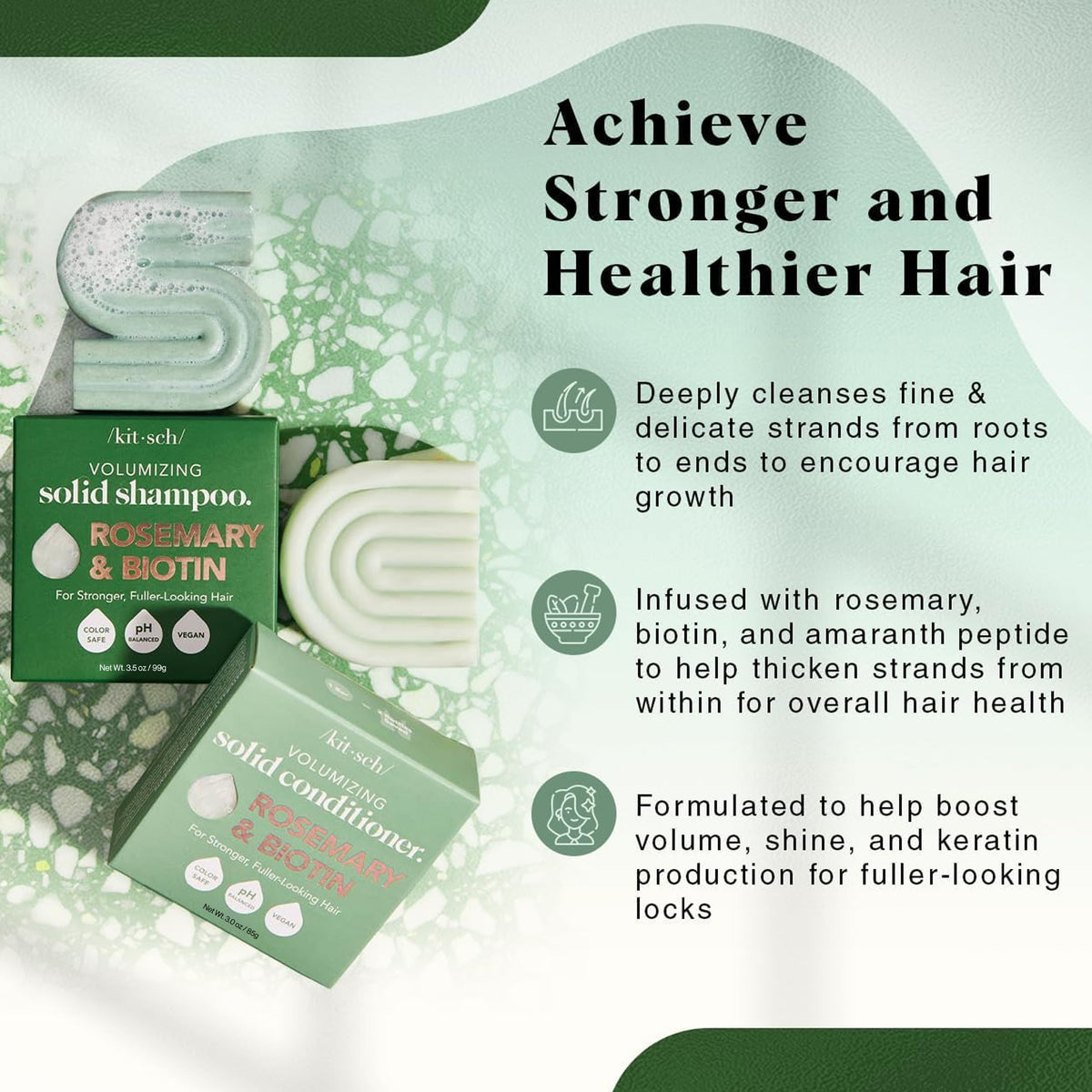 Kitsch close-up of conditioner bar showing creamy finish and detangling benefit