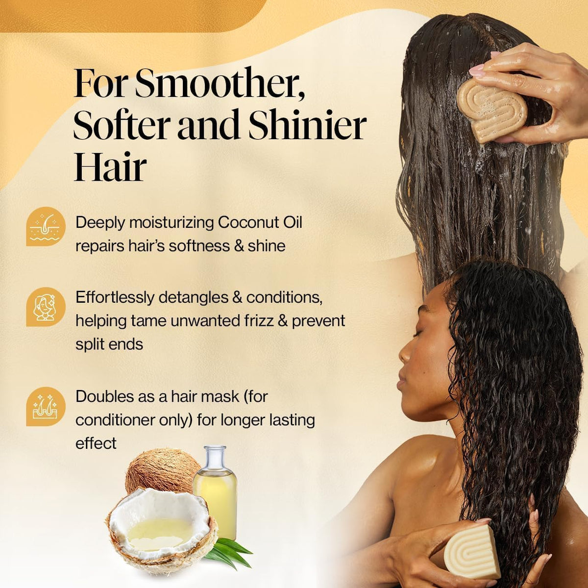Kitsch conditioner bar producing rich lather to detangle and hydrate hair