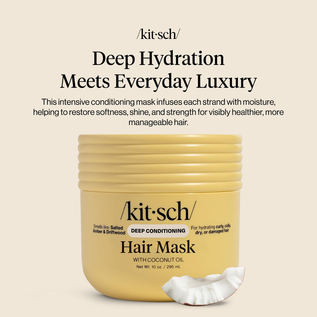 Kitsch cream texture closeup highlighting rich coconut conditioning benefit