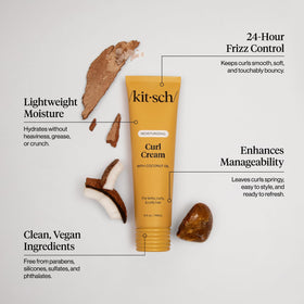 Kitsch styled with a diffuser showing enhanced curl bounce and shine