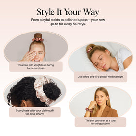 Kitsch scrunchie holding ponytail demonstrating strong gentle grip