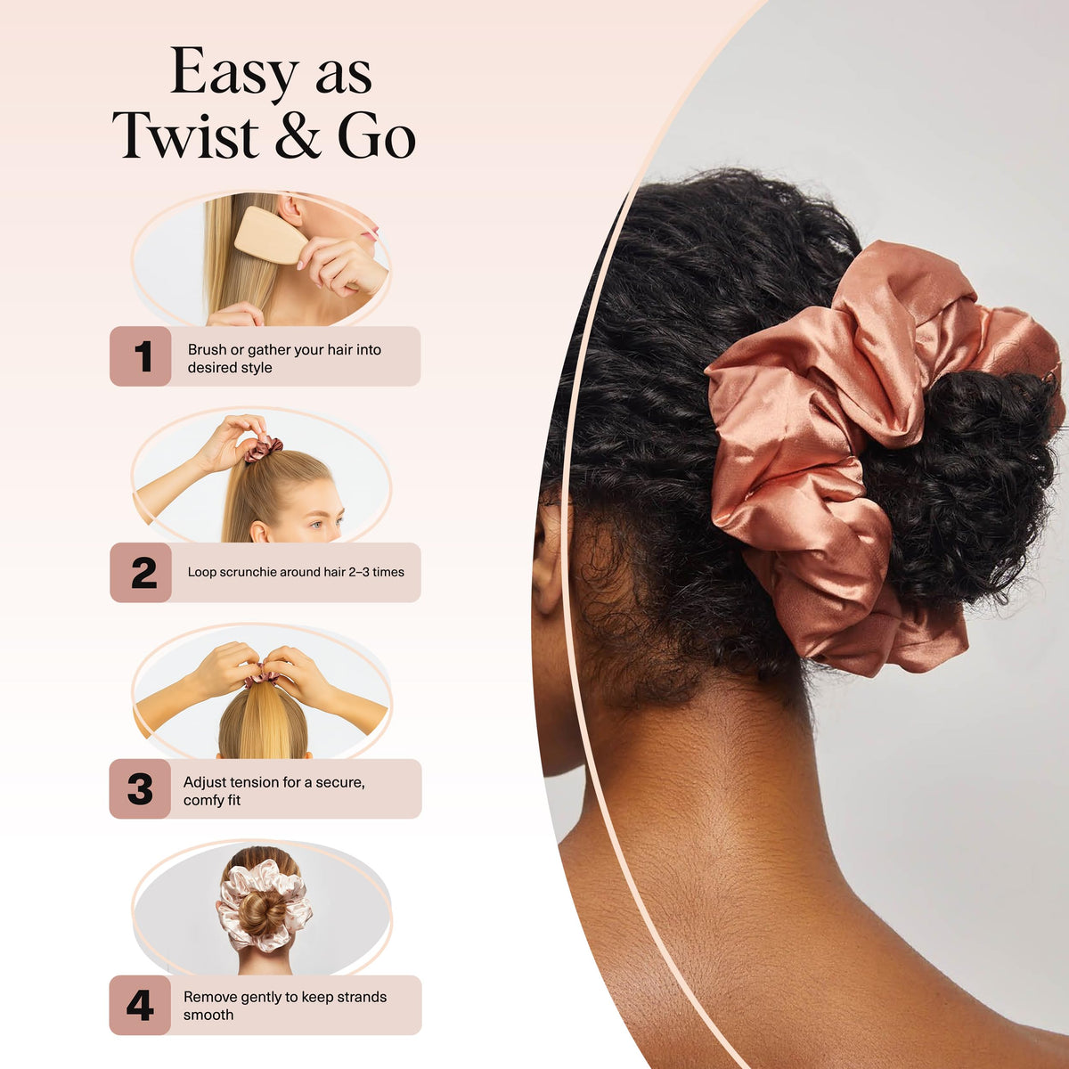 Kitsch scrunchie worn on wrist as a fashionable practical bracelet