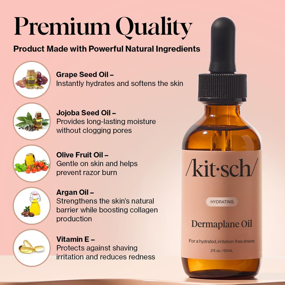 Kitsch face oil texture close-up revealing lightweight, non-greasy finish for smooth glide