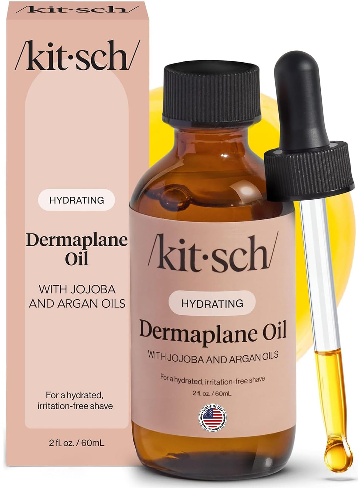 Kitsch face oil front packaging showing bottle and clean design for quick identification