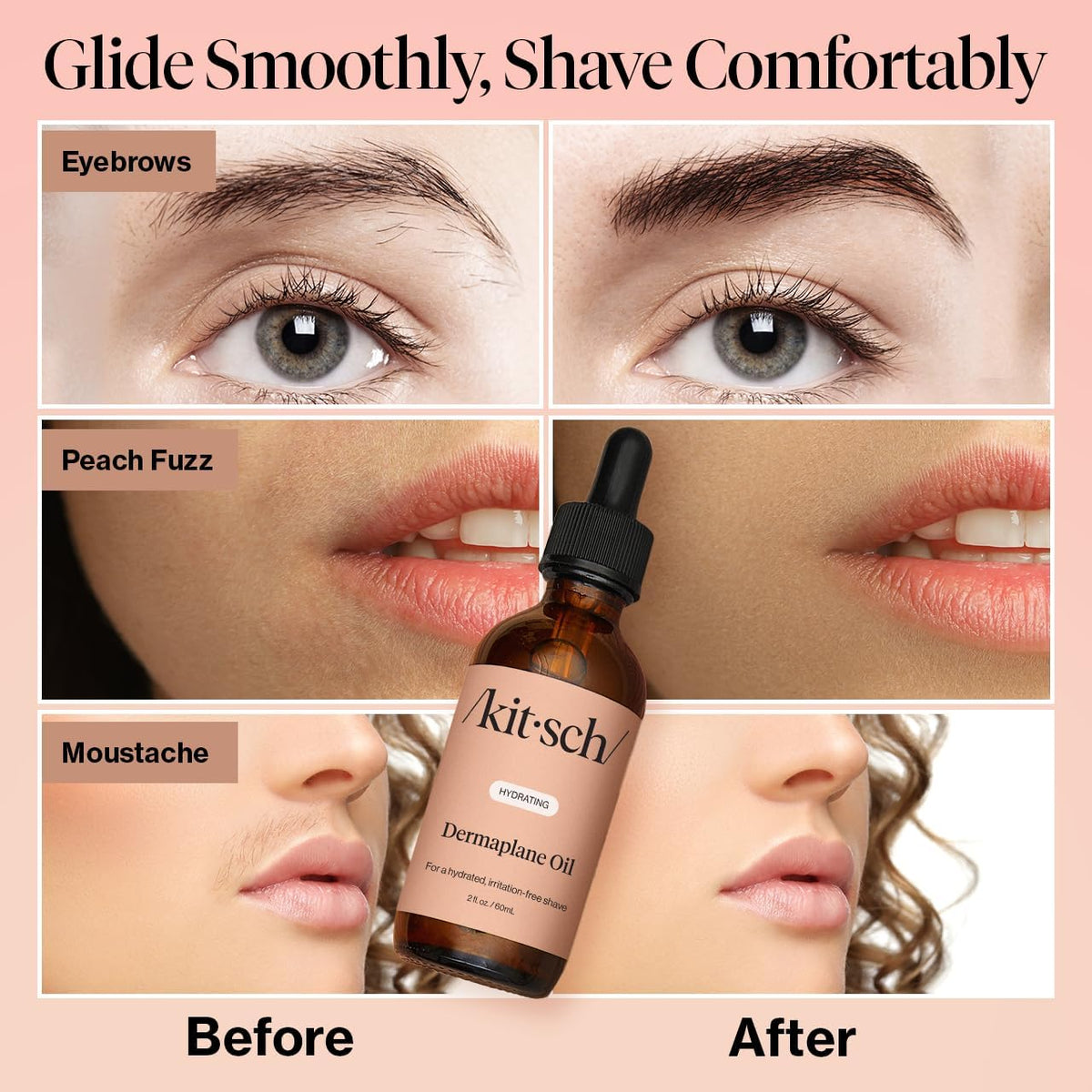 Kitsch face oil applied under gua sha tool illustrating enhanced glide and de-puffing