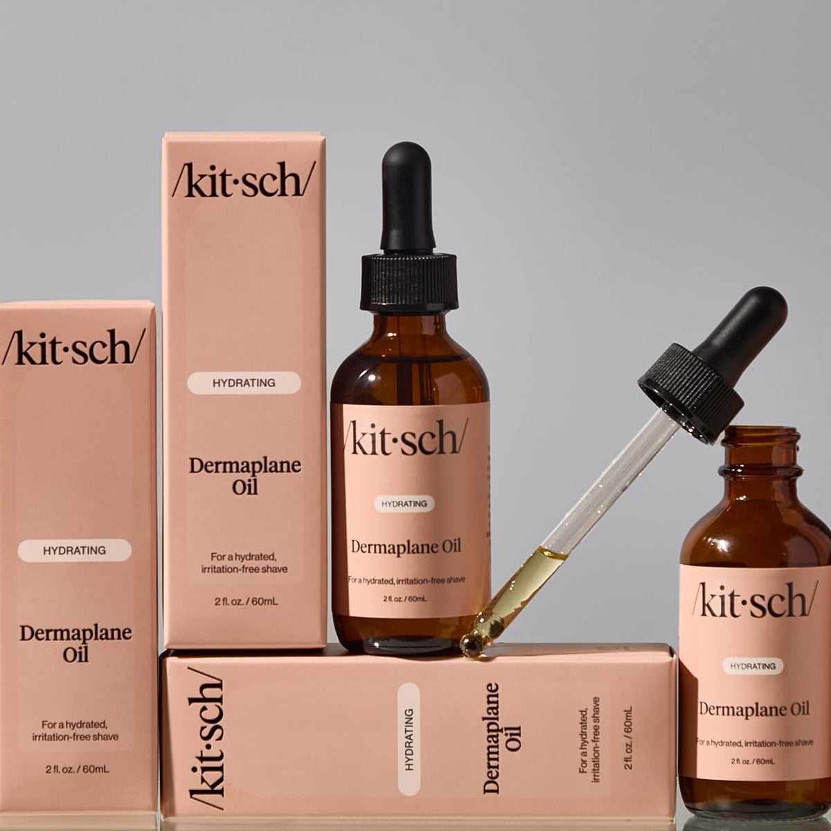 Kitsch face oil styled on a bathroom shelf in lifestyle scene for daily ritual inspiration