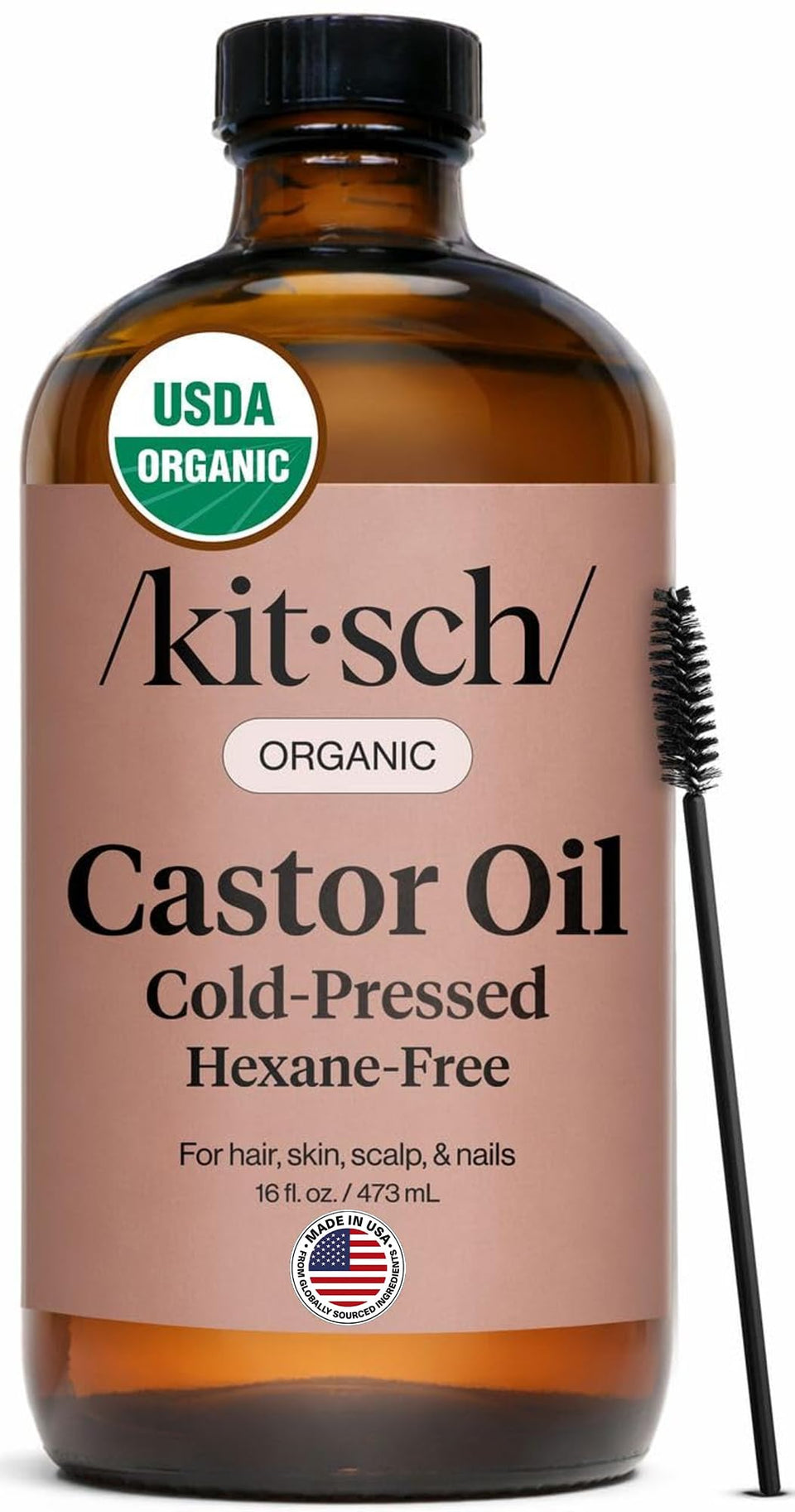 Kitsch front packaging 16 oz glass bottle showing organic label and size benefit