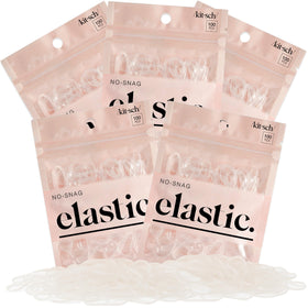 Kitsch front packaging of 500 clear elastics shows bulk supply benefit