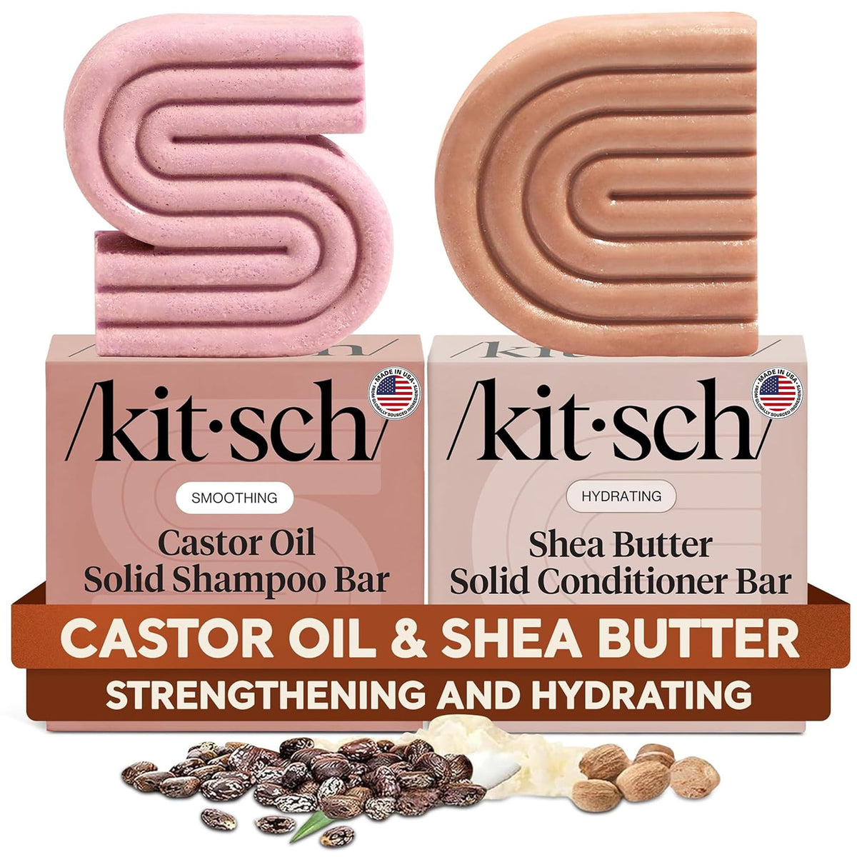 Kitsch front packaging set showing eco-friendly bars and benefits