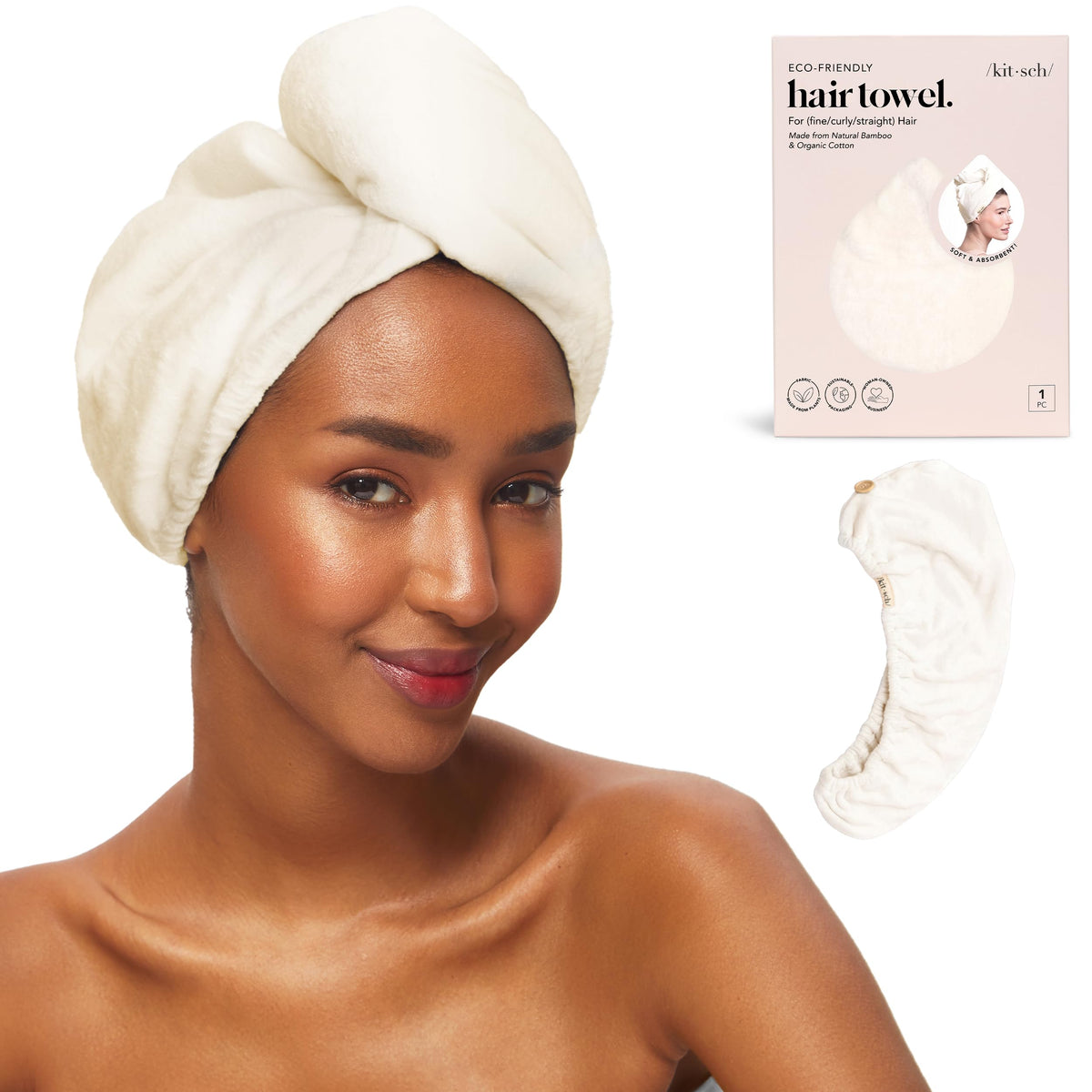 Kitsch front packaging showing compact white ivory wrap and benefits