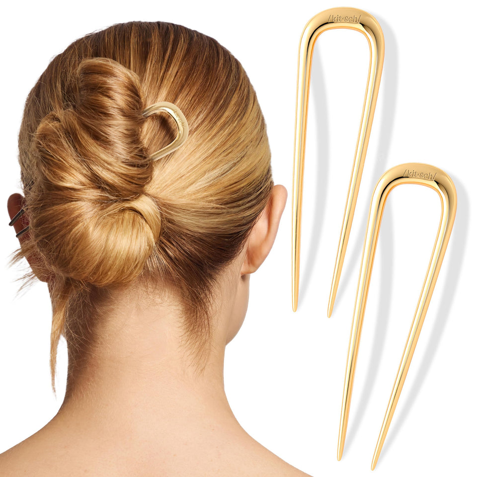 Kitsch gold pins front view showing sleek finish and elegant look