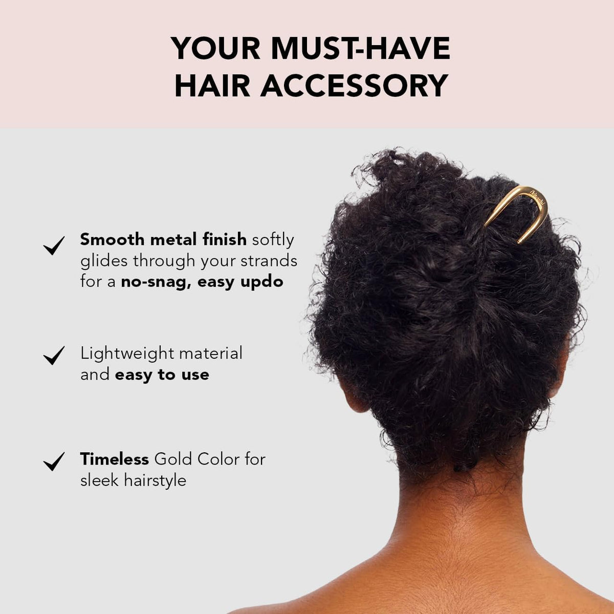 Kitsch hair pins securing a bun demonstrating secure hold and polish
