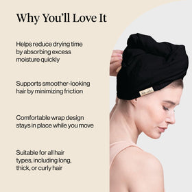 Kitsch towel used to plop curly hair for reduced frizz and definition