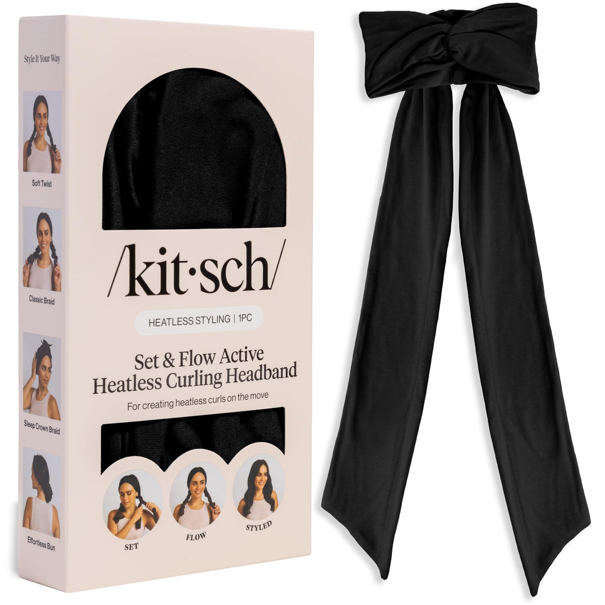Kitsch headband front packaging showing product and style benefit