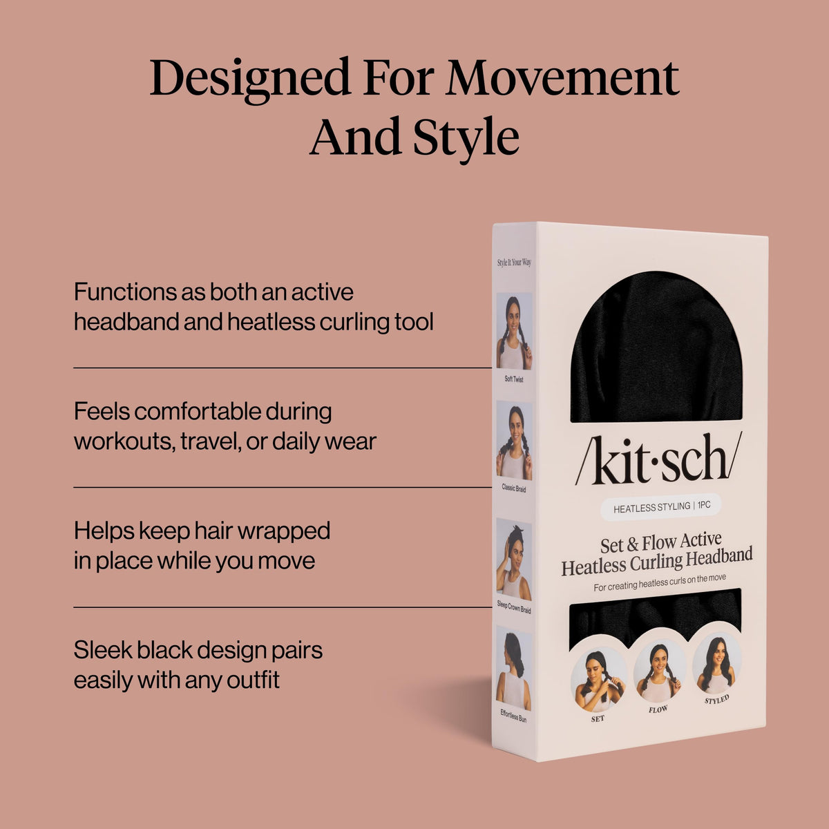Kitsch headband worn during run showing secure fit for active use
