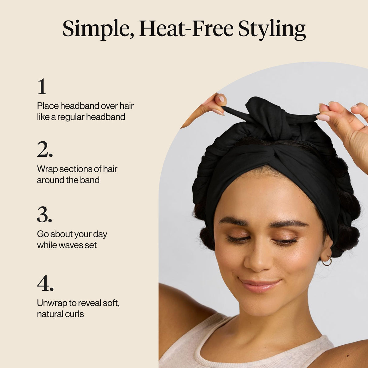 Kitsch headband beside ruler to show compact travel-friendly size