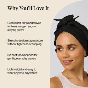 Kitsch headband wrapped in hair demonstrating easy heatless curl setup