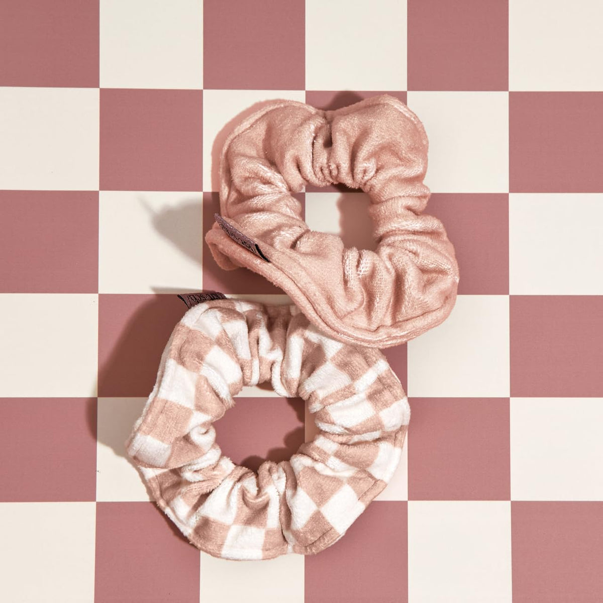 Kitsch scrunchie on bathroom vanity illustrating convenient daily routine benefit