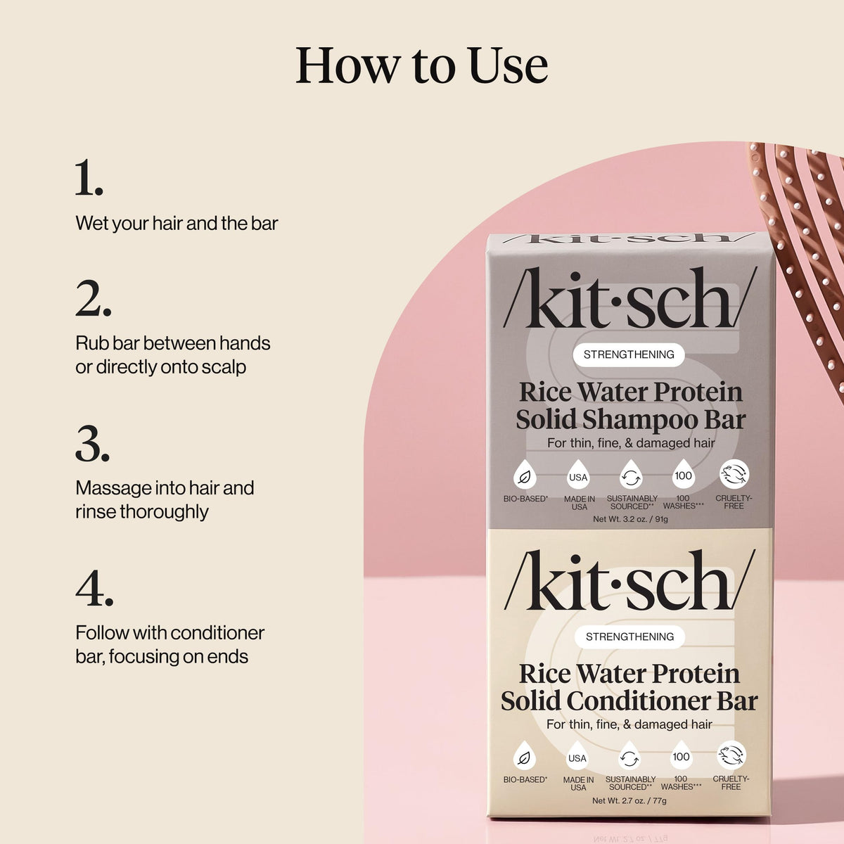 kitsch label and ingredients detail showcasing rice protein and vitamins