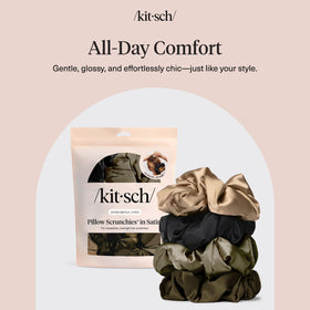 Kitsch scrunchie on nightstand illustrating nighttime hair protection and care
