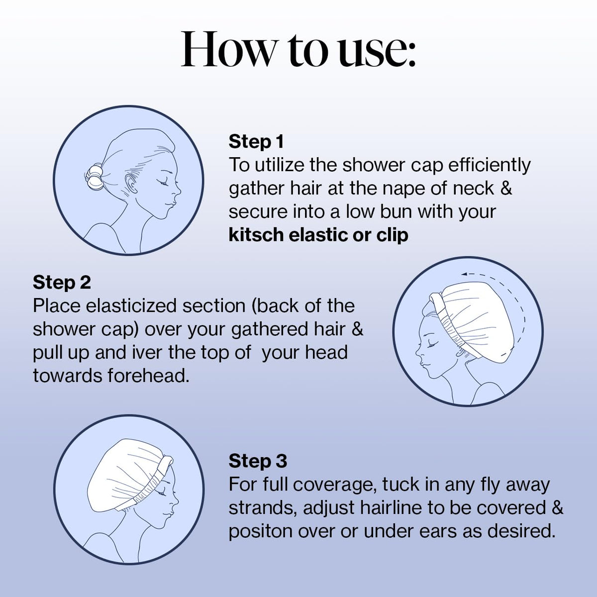 Kitsch model wrapping wet hair demonstrating comfortable, anti-frizz benefit