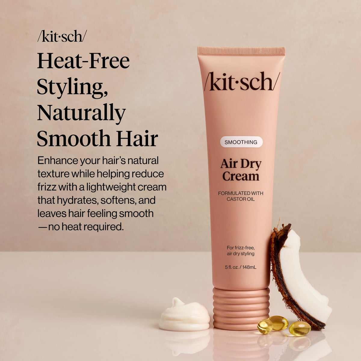 Kitsch close-up of cream texture highlighting lightweight formula and smooth application benefit