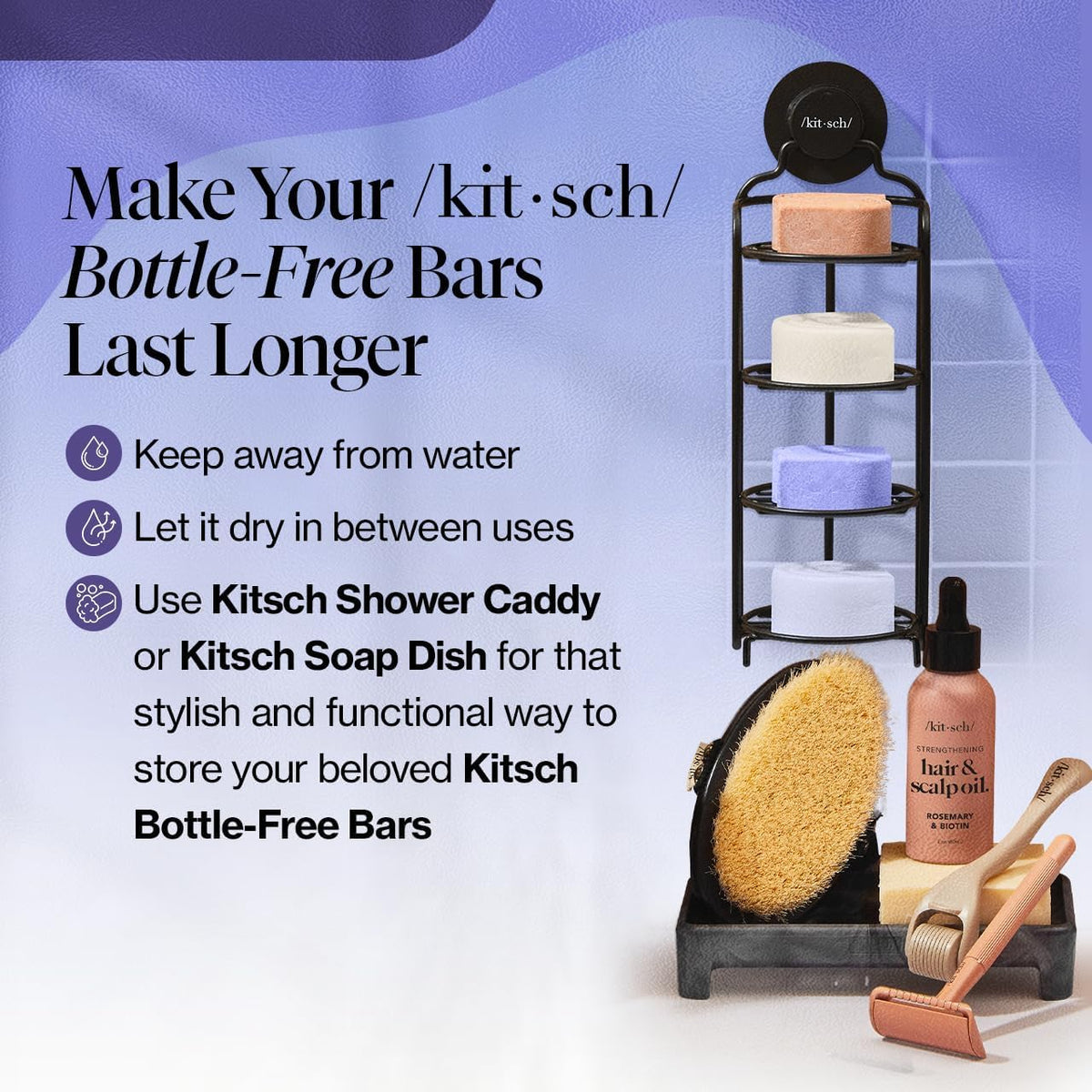 Kitsch recyclable packaging flatlay emphasizing eco-friendly, plastic-reducing benefit