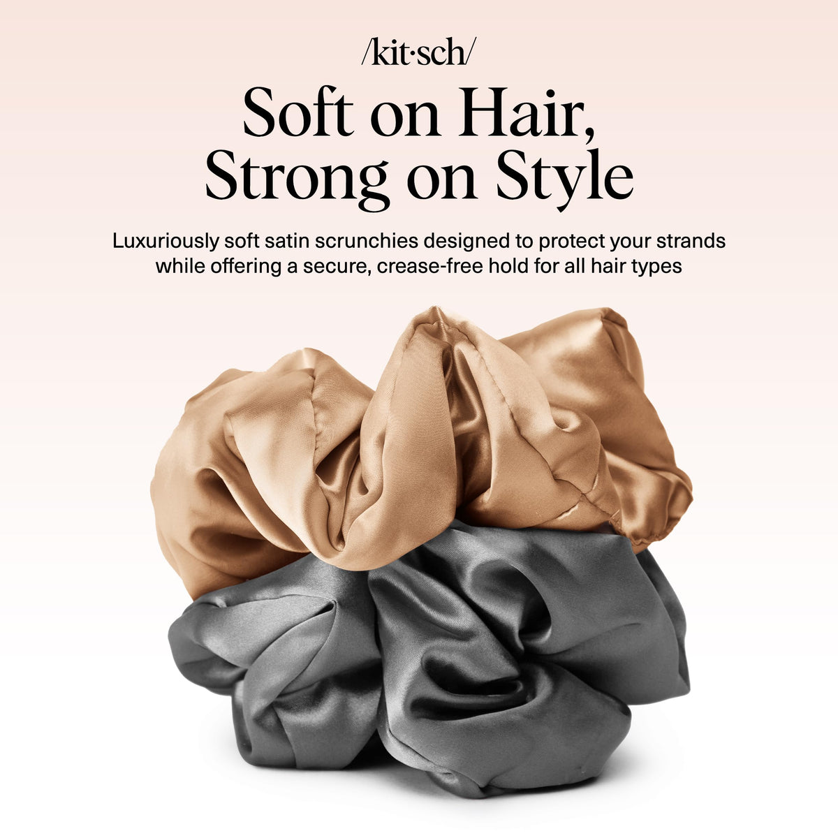 Kitsch scrunchie used at night on pillow protecting hair and reducing morning frizz