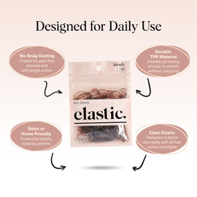 Kitsch elastics held in hand for size comparison, easy to carry and store