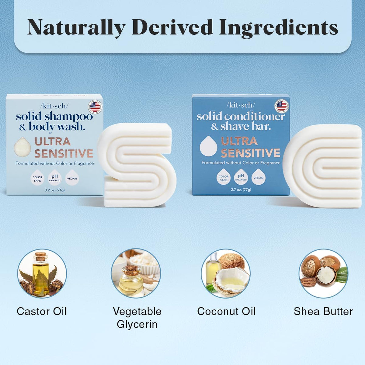 Kitsch shampoo bar being held wet to show concentrated cleansing