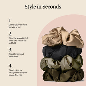 Kitsch scrunchie beside a coin showing size and lightweight convenience