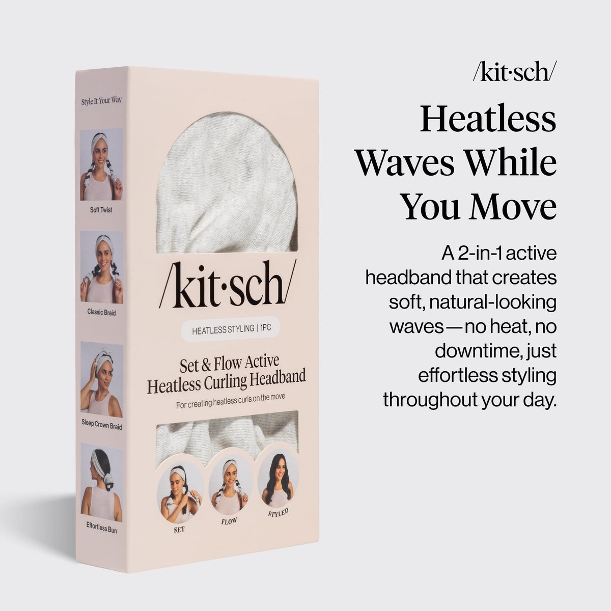 Kitsch close-up of stretchy fabric texture highlighting comfortable flexible fit benefit