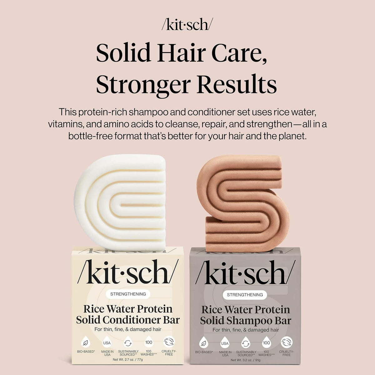 Kitsch conditioner bar texture close-up showing smooth conditioning benefit