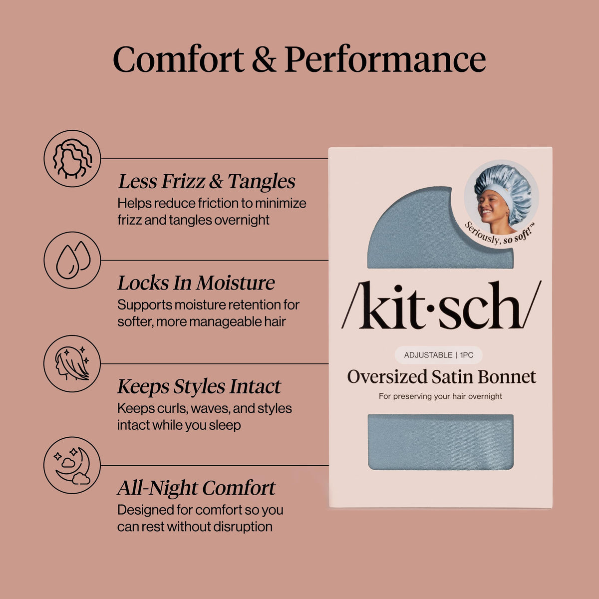 Kitsch bonnet adjustable ties detail offering customizable secure fit