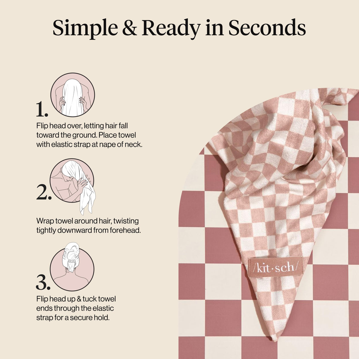 Kitsch used for plopping curly hair, preserving curl shape and reducing frizz