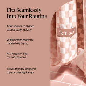 Kitsch folded compactly in a gym bag showing travel-friendly quick-dry benefit