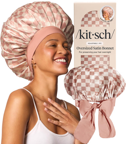 Kitsch bonnet front packaging shows terracotta checker and protective fit benefits