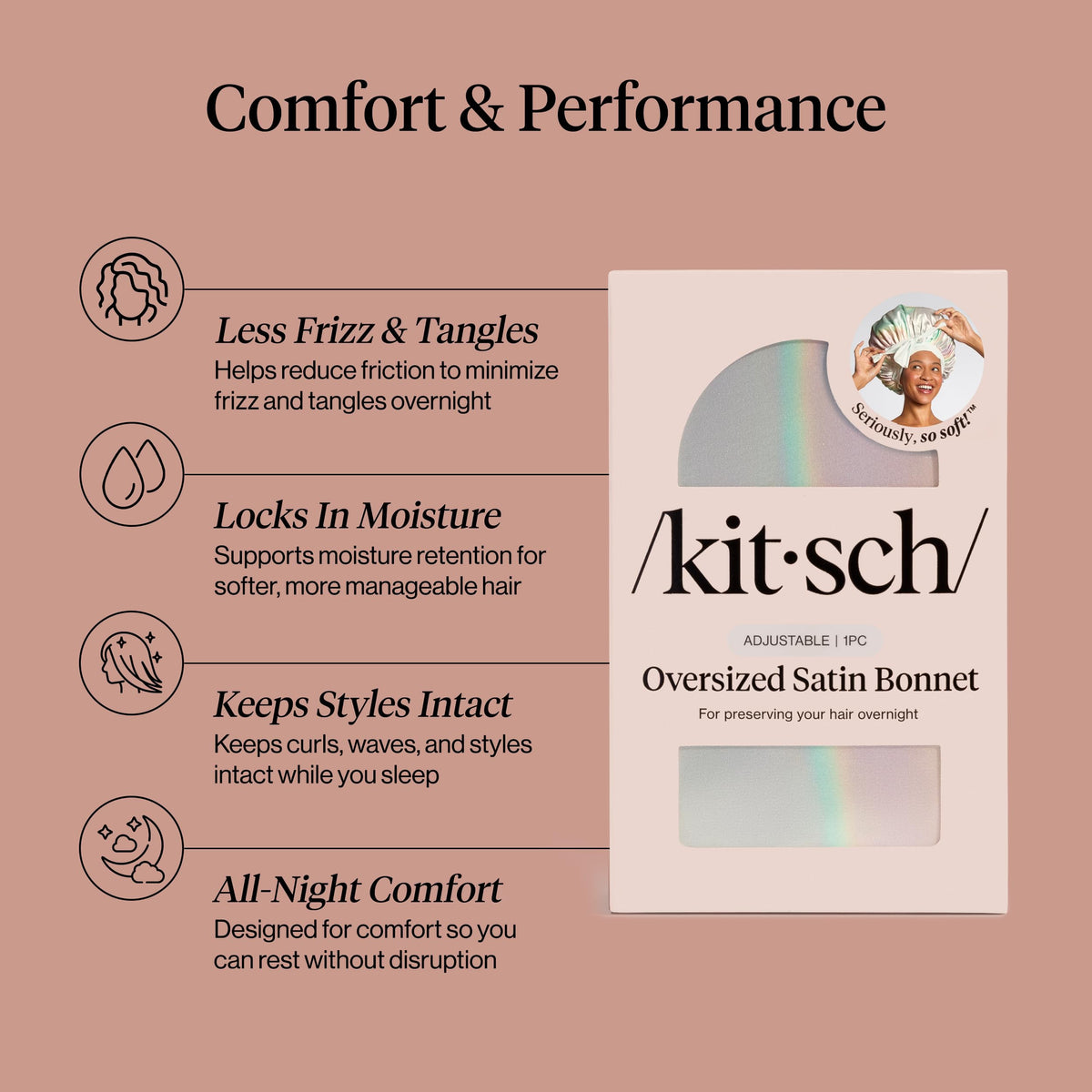Kitsch bonnet inner satin lining closeup preserving hair moisture