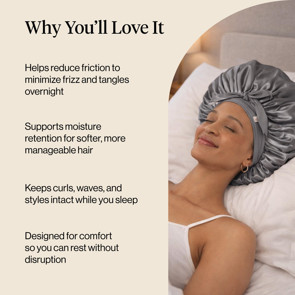 Kitsch bonnet covering heatless curlers to protect and hold heatless styles